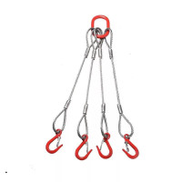 多来劲 0218 2204-04 四腿压制纤维芯钢丝绳索具 额载7.5T 使用长度4m 眼形吊钩带安全舌