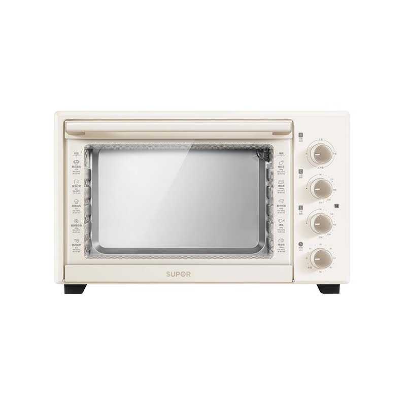 苏泊尔(SUPOR)家用多功能大容量42L电烤箱 上下独立控温带炉灯多层烤位专业烘焙奶油白0J42A802