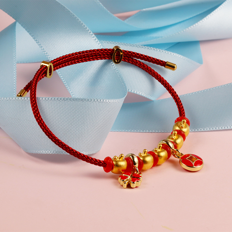 黄金码头3d硬金苹果转运珠手串足金999黄金手链宝宝小孩送女友参数