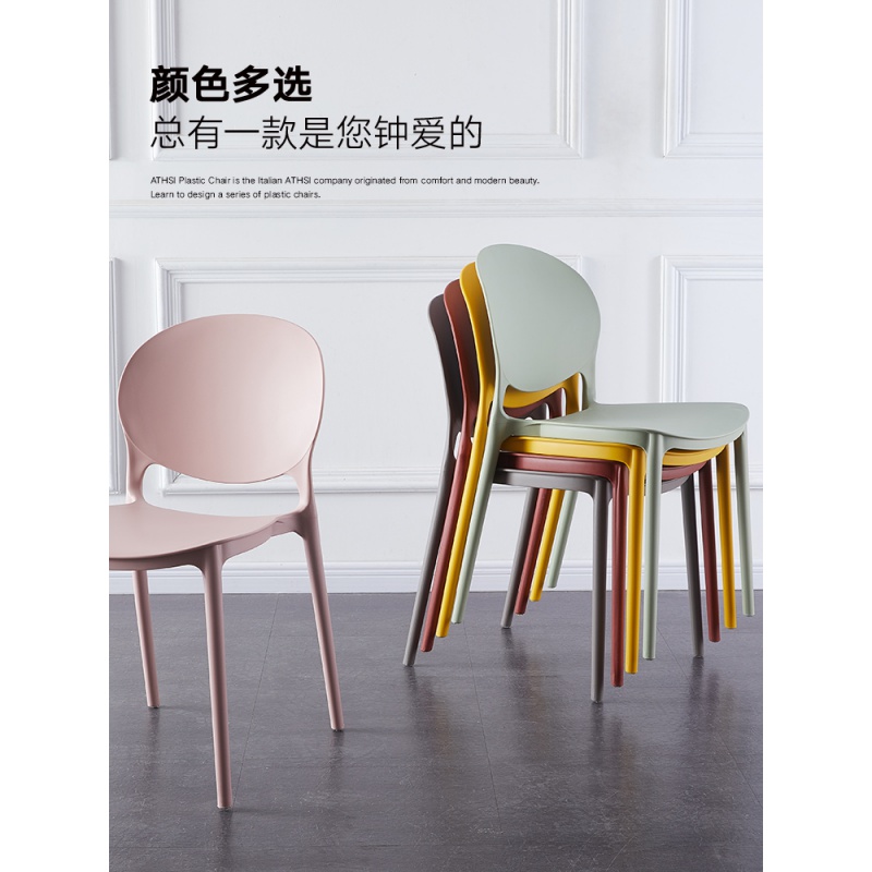 北欧简约塑料椅子家用餐椅成人休闲创意书桌椅懒人靠背凳子高清大图