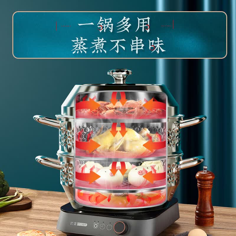 帝伯朗(TIBORANG)凯米欧不锈钢钻石纹蒸锅 DBL-ZG28(单位:套)高清大图