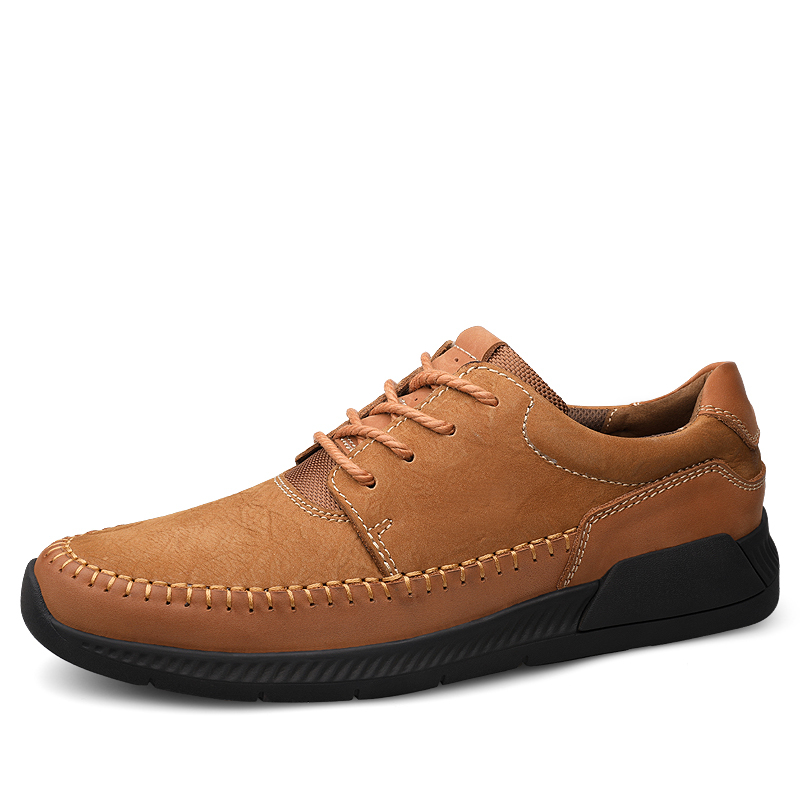 春季新款户外防滑一脚蹬懒人鞋男士真皮驾车旅游鞋软底户外休闲登山鞋