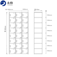 永格更衣柜员工柜储物柜带锁钢制铁皮柜存包柜多门柜鞋柜碗柜二十四门更衣柜灰白套