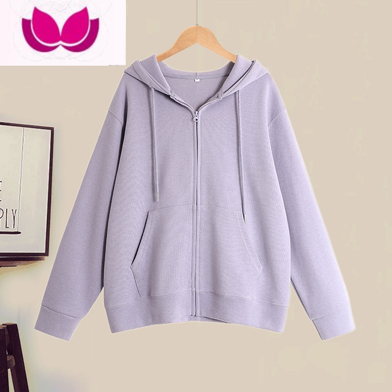 七斓潮流时髦套装今年穿搭洋气套秋气质宽松卫衣女新款运动休闲裤 紫色上衣 S