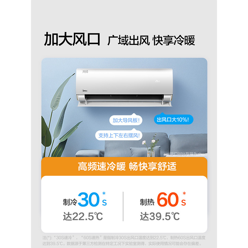 美的(Midea)空调风锦1.5匹一级变频冷暖壁挂式自清洁挂机ZHB