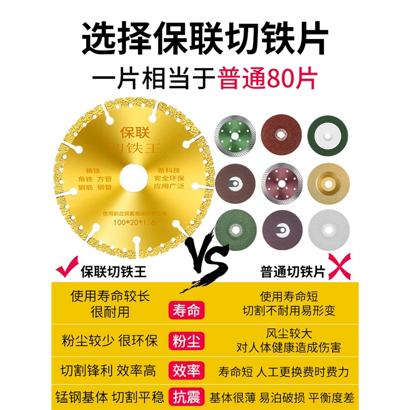 角磨机切割片切铁王不锈钢金属合金切铁锯片古达角铁金刚石砂轮切割片
