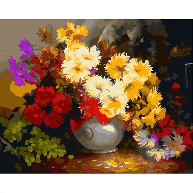 diy数字油画手绘大客厅花卉简单自己填色装饰油彩画 惹火