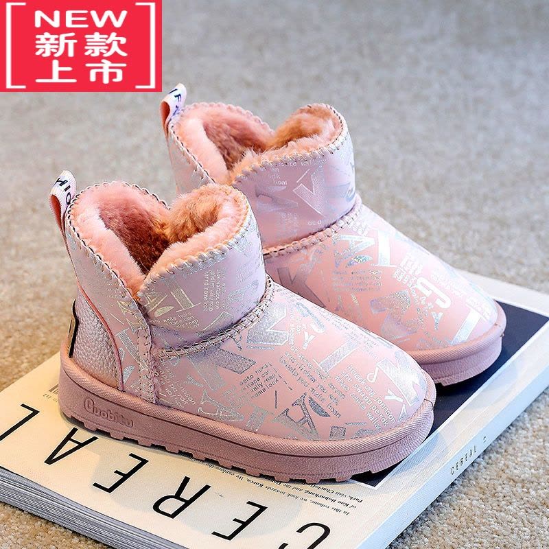 可莉允冬季儿童雪地靴防水女童时尚靴子宝宝加绒保暖棉鞋小孩防滑短靴图片