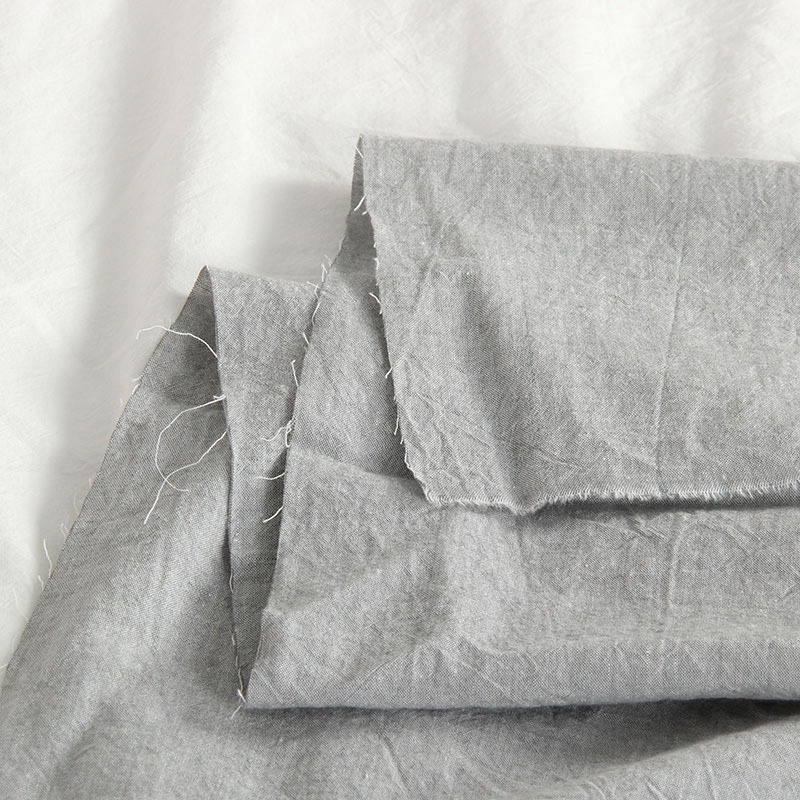 亚麻棉布料床单床品网布水洗棉麻混纺被套面料烟灰色棉麻布