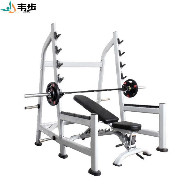 韦步WB-J13多功能深蹲卧推架杠铃架举重床综合训练架健身房器材 深蹲架+2.2米杆+卧推凳+80kg片