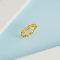 金一国囍足金金枝玉叶女款精品女士黄金戒指指环结婚金戒指 (计价)ABA015