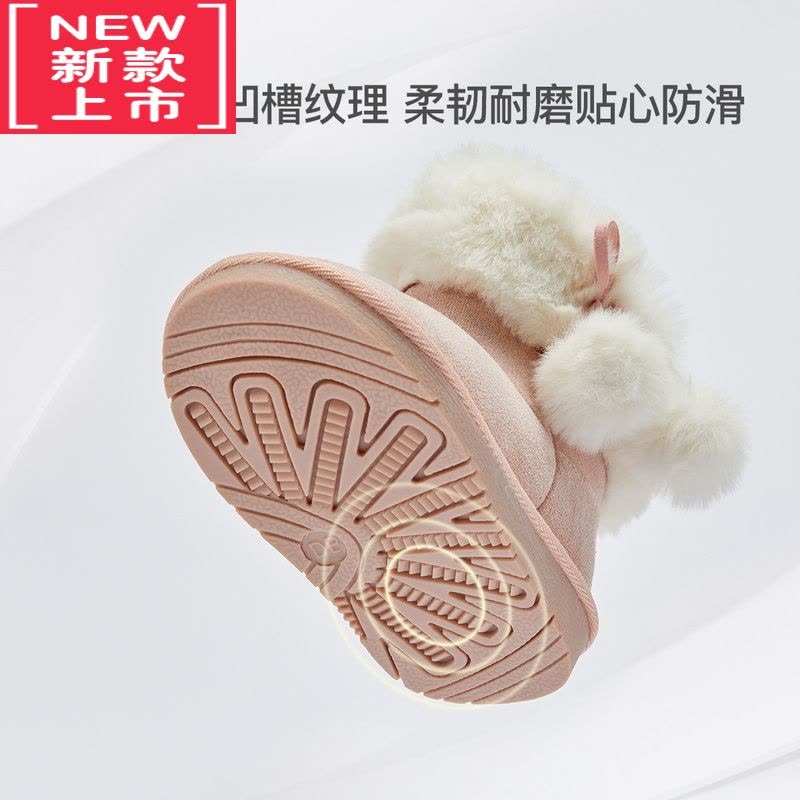可莉允女童雪地靴2022冬季新款儿童靴子宝宝加绒加厚鞋子童鞋图片