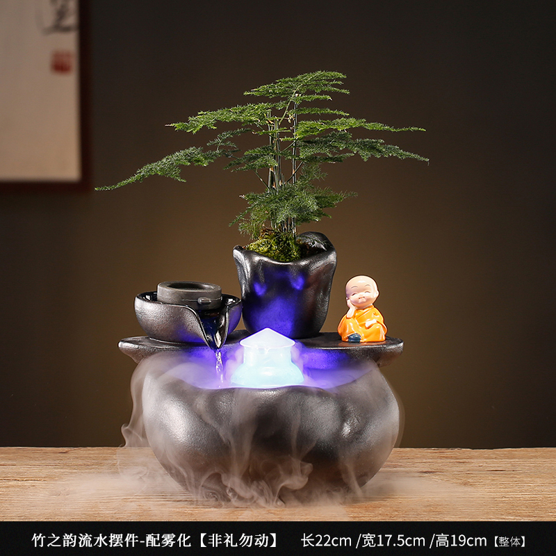 循环流水招财生财鱼缸装饰摆件水晶球轮喷泉景观乔迁开业礼品