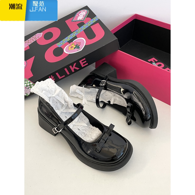 聚范痞老板女鞋法式蝴蝶结玛丽珍鞋2024时尚百搭小皮鞋配裙子单鞋高清大图