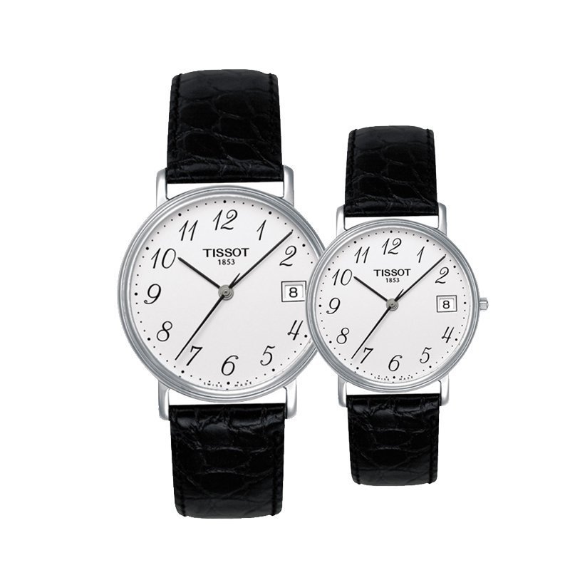 天梭(TISSOT)手表心意系列钢带瑞士品牌商务男女手表石英情侣表T52.1.481.31/T52.1.281.31一对