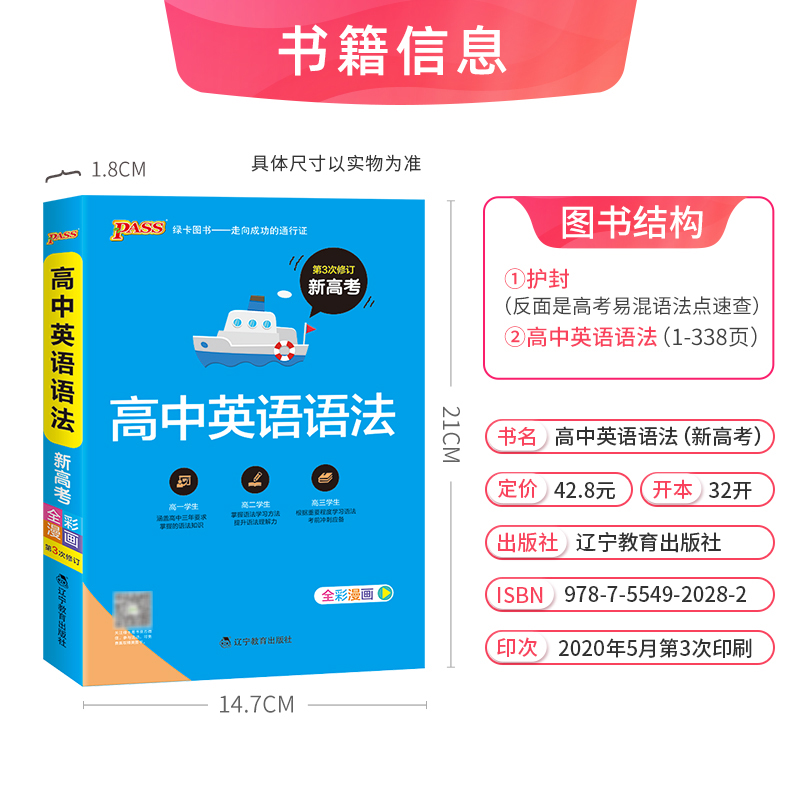 [热卖]高中英语语法 高中通用 [正版]2022新版高中英语语法全彩漫画 高中英语语法高考英语基础知识手册英语教辅资料高高清大图