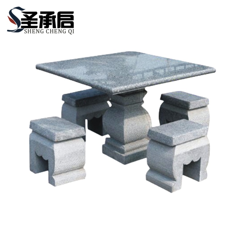 圣承启 岗岩桌椅 100方桌+4凳 套高清大图