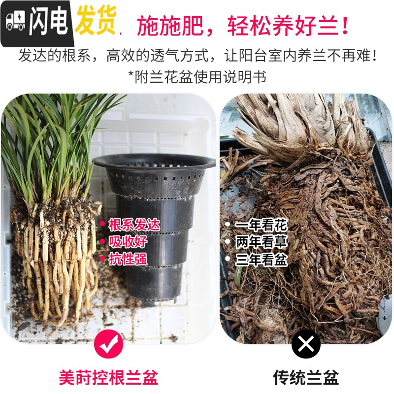 三维工匠控根兰花专用盆双层透明塑料透气超紫砂加厚兰花盆免沥水 内径21cm外白内透明+托盘[升级气剪孔+内盆凸起花盆容器