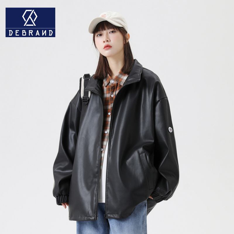 DEBRAND情侣款皮衣外套女ins潮韩版机车痞帅春秋时尚百搭外穿上衣