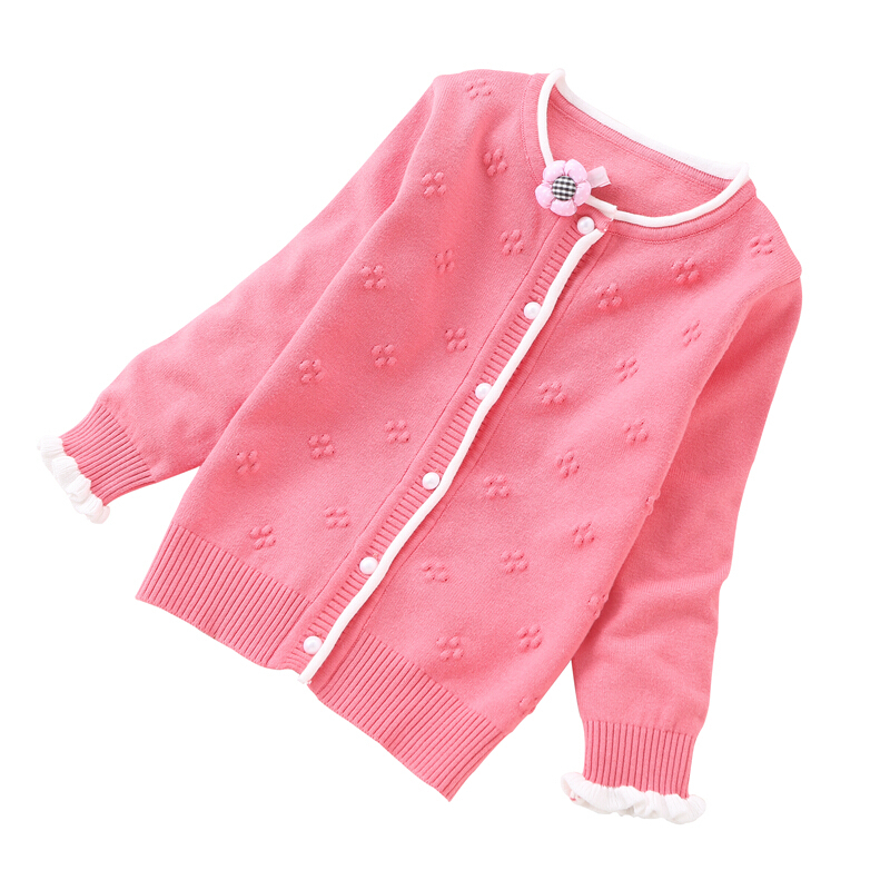 迪鲁奥diluao童装儿童毛衣开衫女童纯棉针织衫女孩中大童春夏款棉线衫