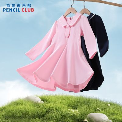 [1件3折]铅笔俱乐部童装2025春装新款女童连衣裙儿童学院风中大童休闲裙子