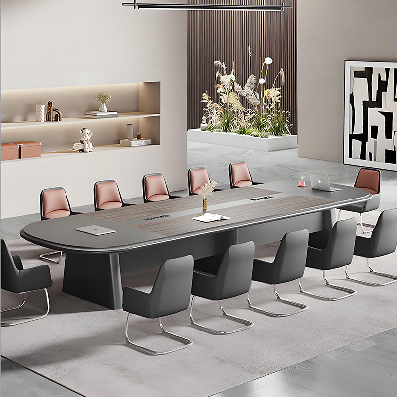烤漆会议桌长桌椅组合简约现代椭圆形洽谈长方形高清大图