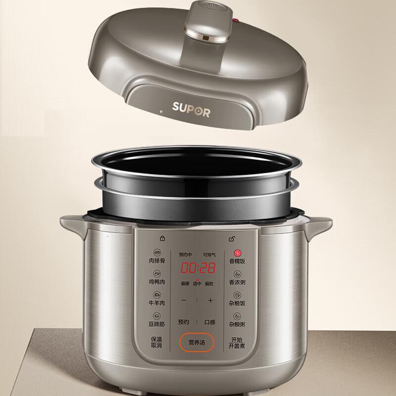 苏泊尔(SUPOR)釜双胆设计智能预约口感可选开盖收汁5L压力锅SY-50YC16高清大图