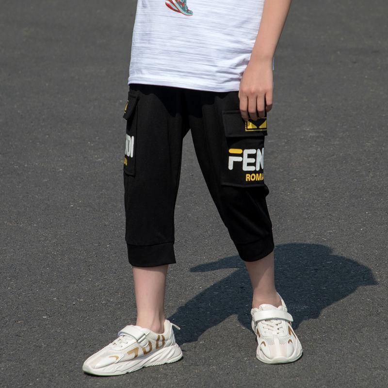 冰丝夏季薄款男童七分裤韩版中裤休闲运动短裤弹力宽松男童工装裤