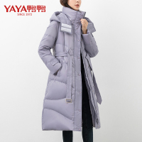 鸭鸭(yaya)新款羽绒服女士中长款时尚连帽收腰显瘦外套