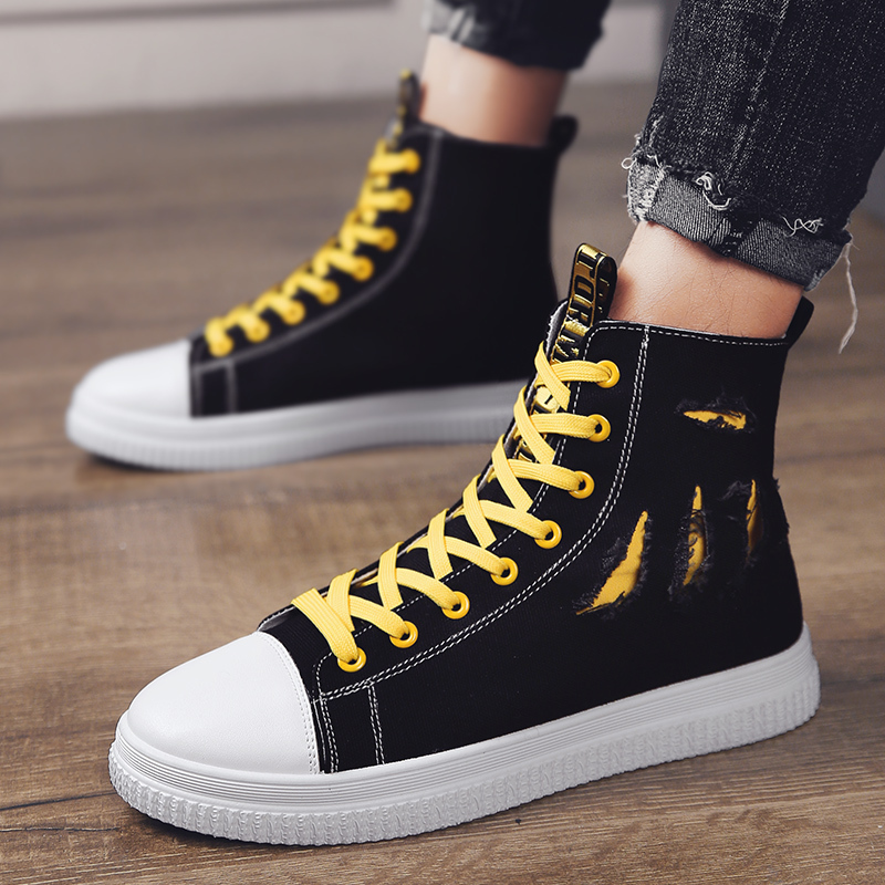 2019秋季新款男童帆布鞋中大童韩版百搭中小学生男孩潮流高帮布鞋