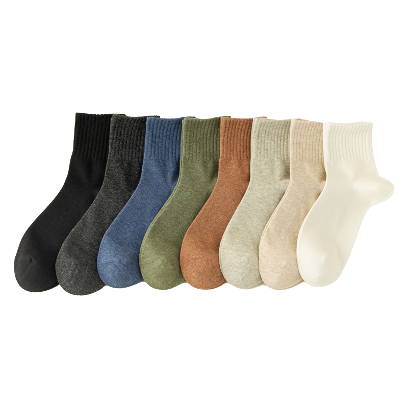 猫人袜子男士纯棉中筒袜秋冬季长绒棉吸汗防臭运动商务袜[5双装]高清大图