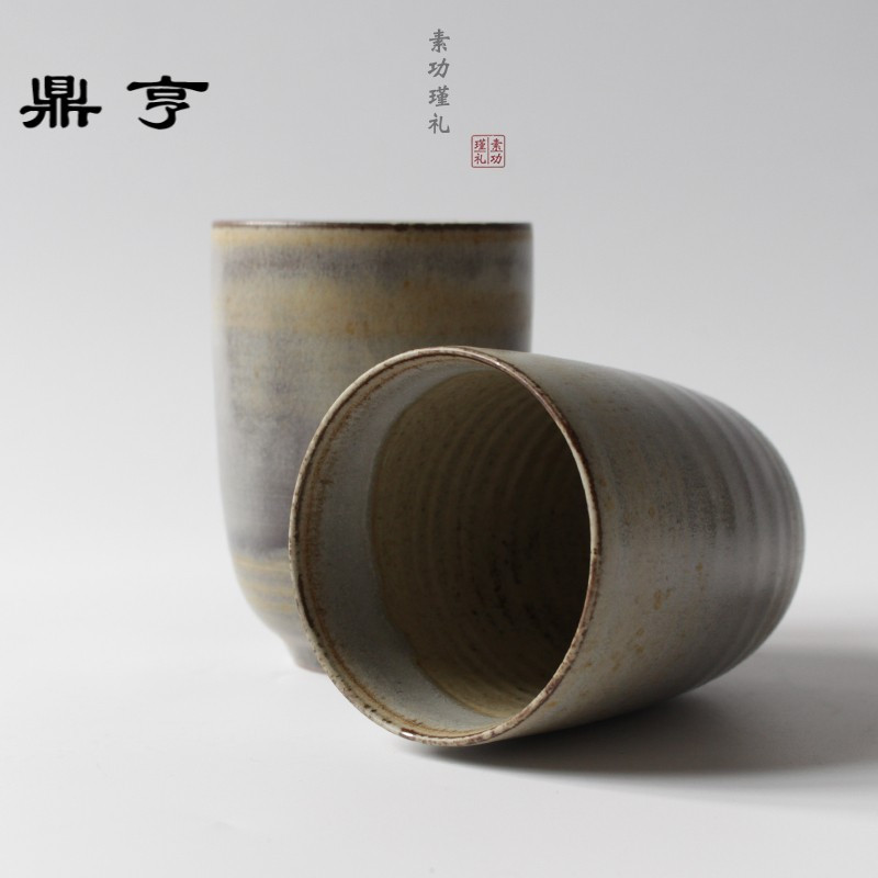 鼎亨创意复古带盖勺陶瓷马克杯景德镇陶艺手工杯情侣杯一对个性咖