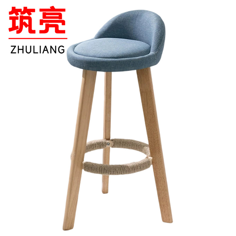 筑亮 实木高脚凳高清大图