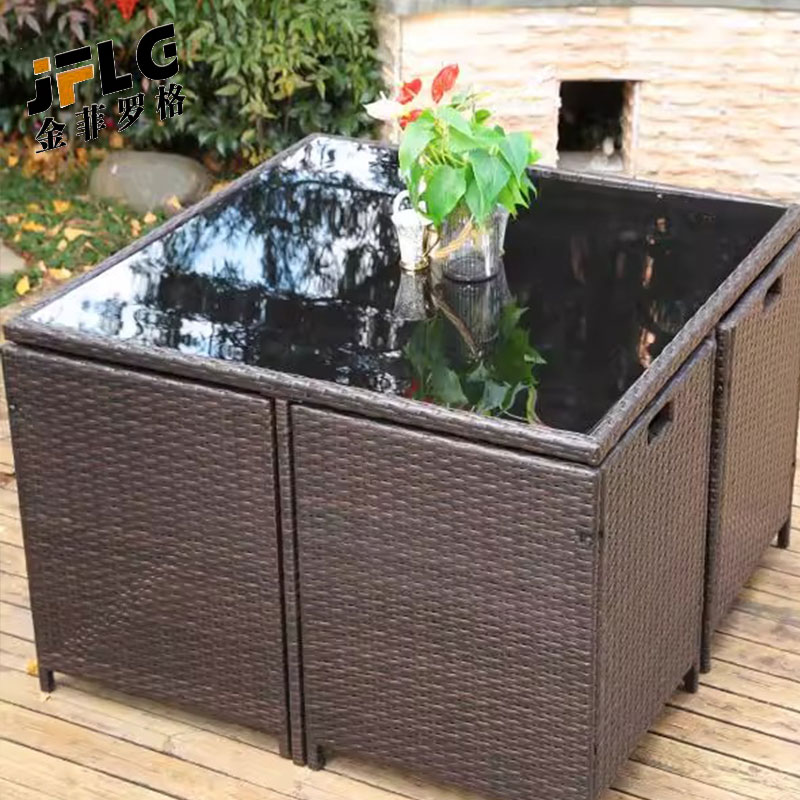 苏宁 金菲罗格 办公家具户外防晒桌椅庭院藤椅组合高清大图