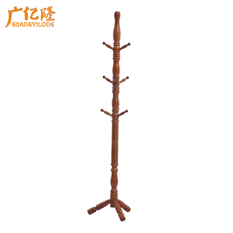 广亿隆中式全实木宿舍挂衣架落地简约衣帽架