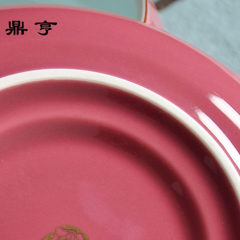 鼎亨简约复古胭脂红色釉手工壶承茶托干泡盘碟壶杯垫高温陶瓷功夫