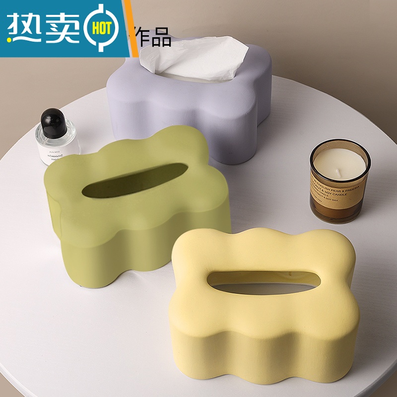 敬平北欧轻奢纸巾盒设计感摆件创意陶瓷抽纸盒客厅餐桌茶几装饰收纳盒 吐司纸巾盒高清大图
