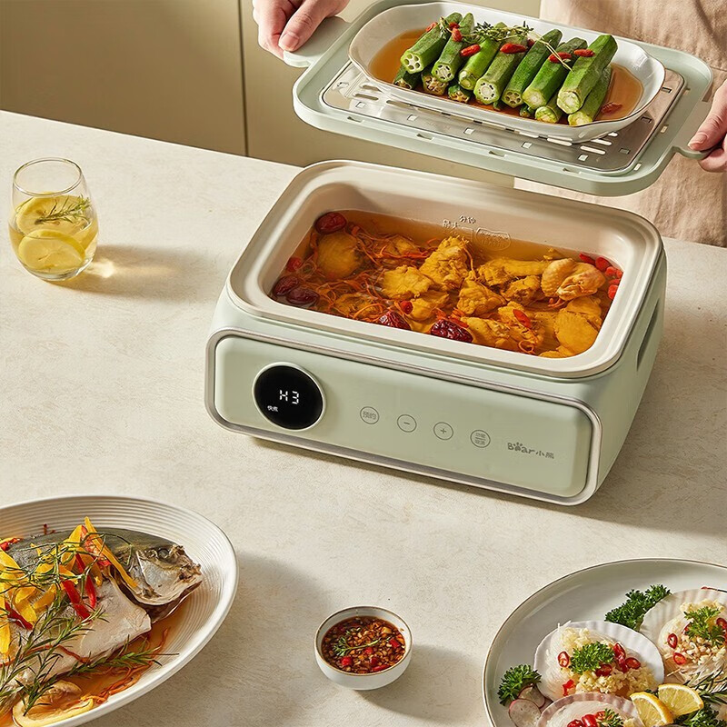 小熊(Bear)电蒸锅 电煮锅电火锅家用蒸包子锅 304不锈钢三层大容量蒸螃蟹定时预约 DZG-P20W6高清大图