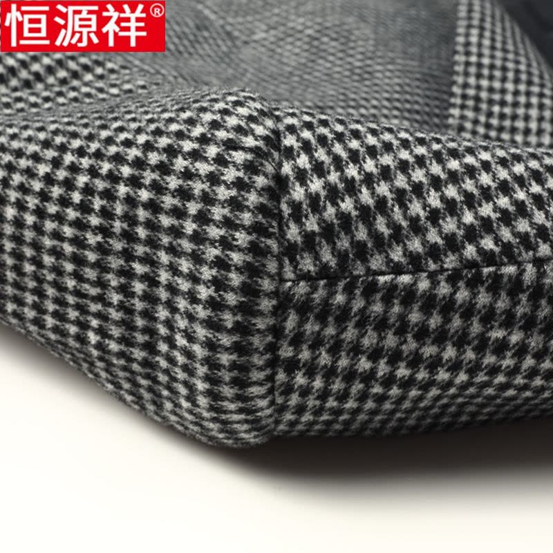 恒源祥春秋季男士西服中年高端千鸟格单西外套商务休闲羊毛呢西装图片