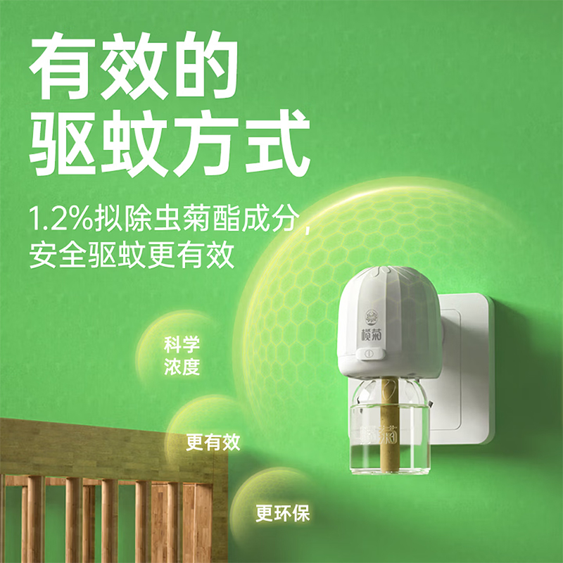 榄菊无香无味电蚊香液 家用卧室驱蚊 电热蚊香液温和无味驱蚊用品 [4液1器]无香型电蚊香液高清大图
