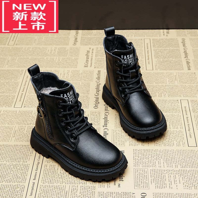 可莉允女童马丁靴2022新款冬季加绒保暖短靴英伦雪地棉童靴儿童靴子图片