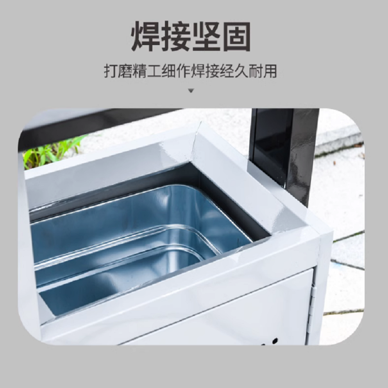 304不锈钢双桶D户外垃圾桶94X38X98cm高清大图