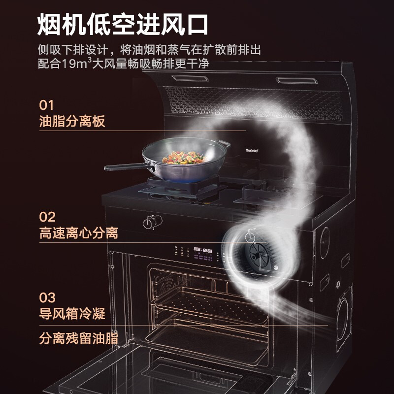 好太太集成灶一体H815蒸烤箱家用 自营 油烟机燃气灶套餐自动清洗下排式定时烟灶套装(天然气)
