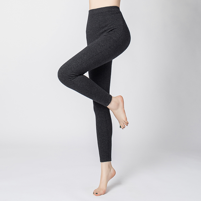 新款男女山羊绒裤男女士无缝羊毛加厚保暖打底羊绒裤男式打底裤纯羊毛裤男士纯羊毛裤男女羊绒裤加厚高腰保女士冬打底秋裤大码 女士深灰 详看内图尺码表