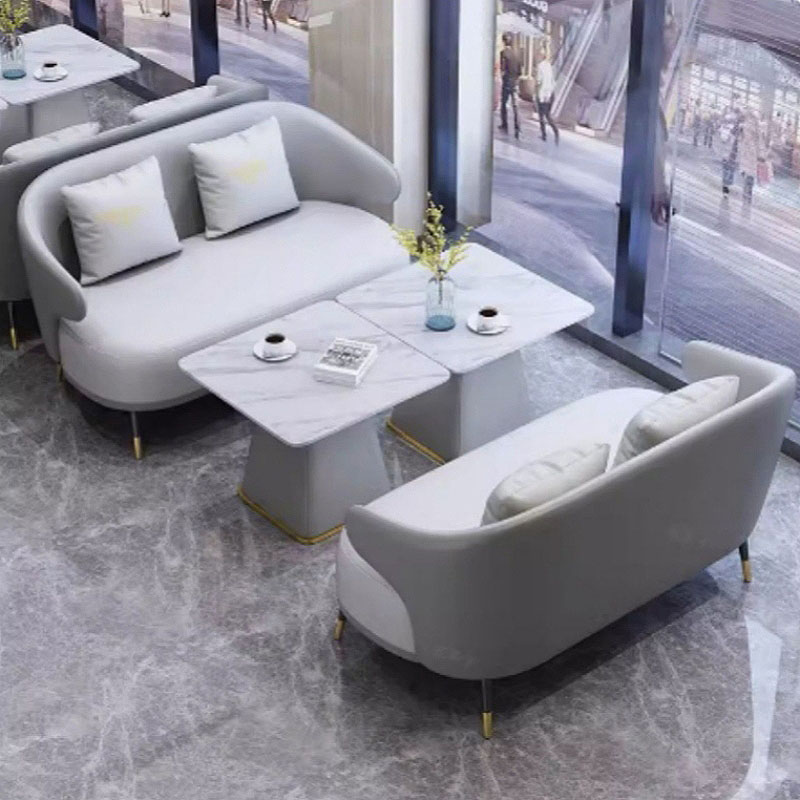 晋舰 洽谈沙发组合轻奢售楼处谈判小圆桌洽谈沙发桌子 2+2+方桌*2高清大图