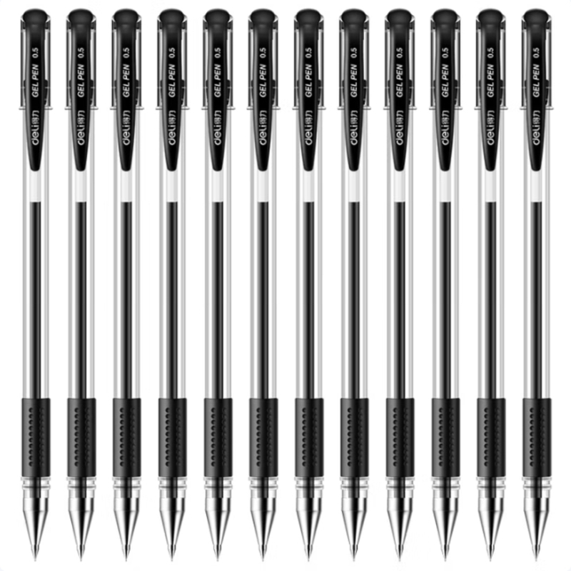 得力(deli)6600ES 0.5mm经典办公子弹头中性笔 水性笔签字笔 12支/盒