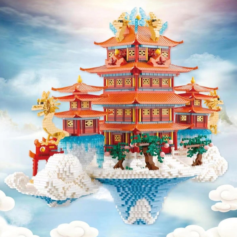 中国神话南天门天宫城堡大型建筑积木拼装玩具乐趣拼图高难度成人微小