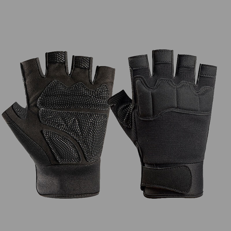 谋福 运动半指手套 春夏户外手套 黑色 L