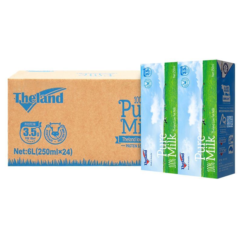 纽仕兰Theland澳大利亚进口3.5g蛋白质低脂牛奶250ml*24盒家庭装营养早餐奶