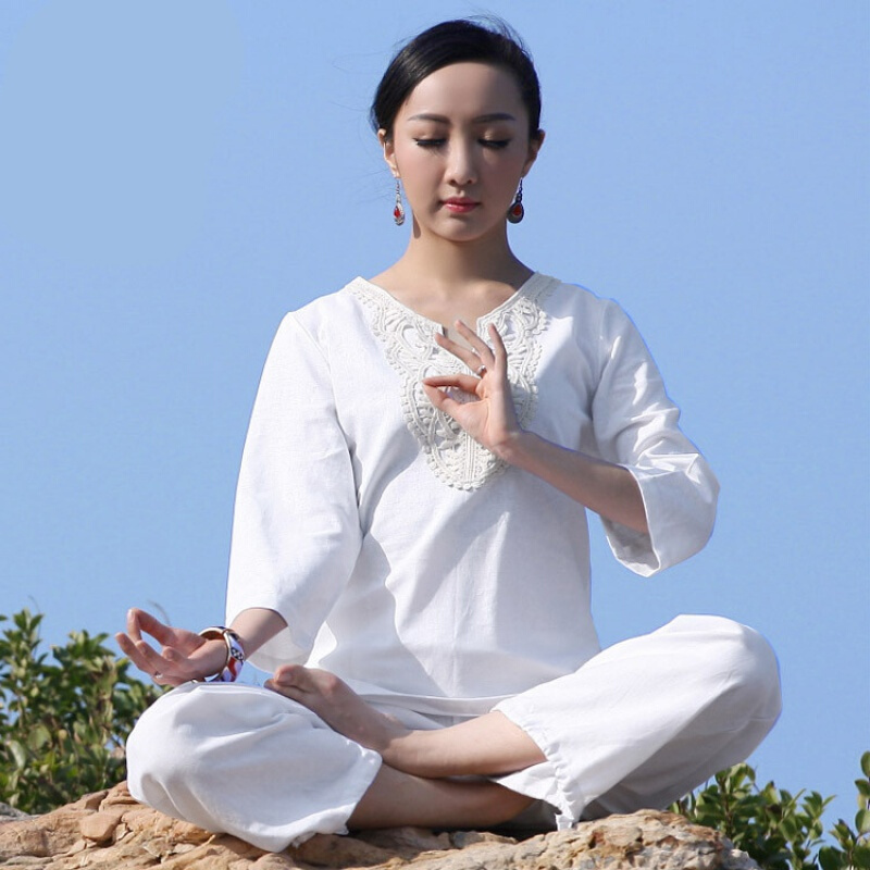 珂卡慕kekamu禅修服棉麻瑜伽服女套装女长袖套装打坐服禅修居士服